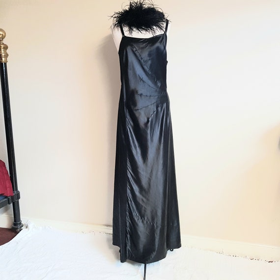 20s 30s evening gown in black silk satin