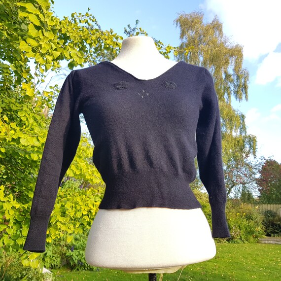 Vintage black jumper cashmere & angora - image 5