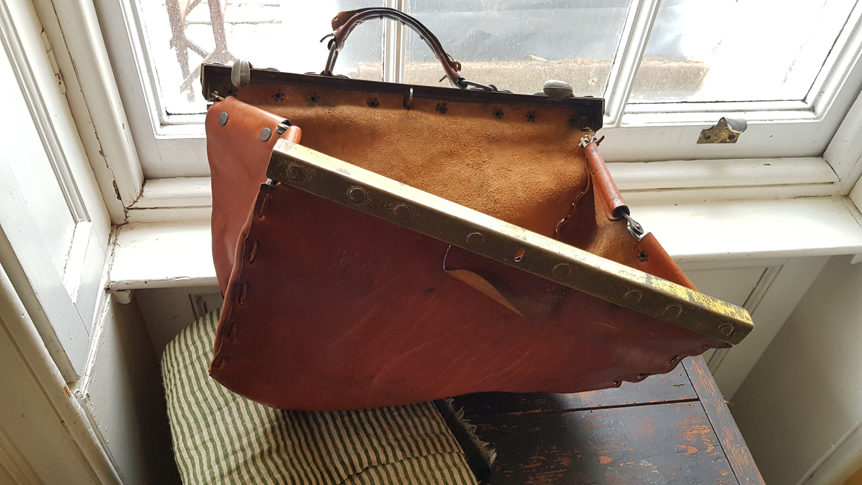 Antique Gladstone Bag Italian 20s Antique Leather Gladstone Etsy