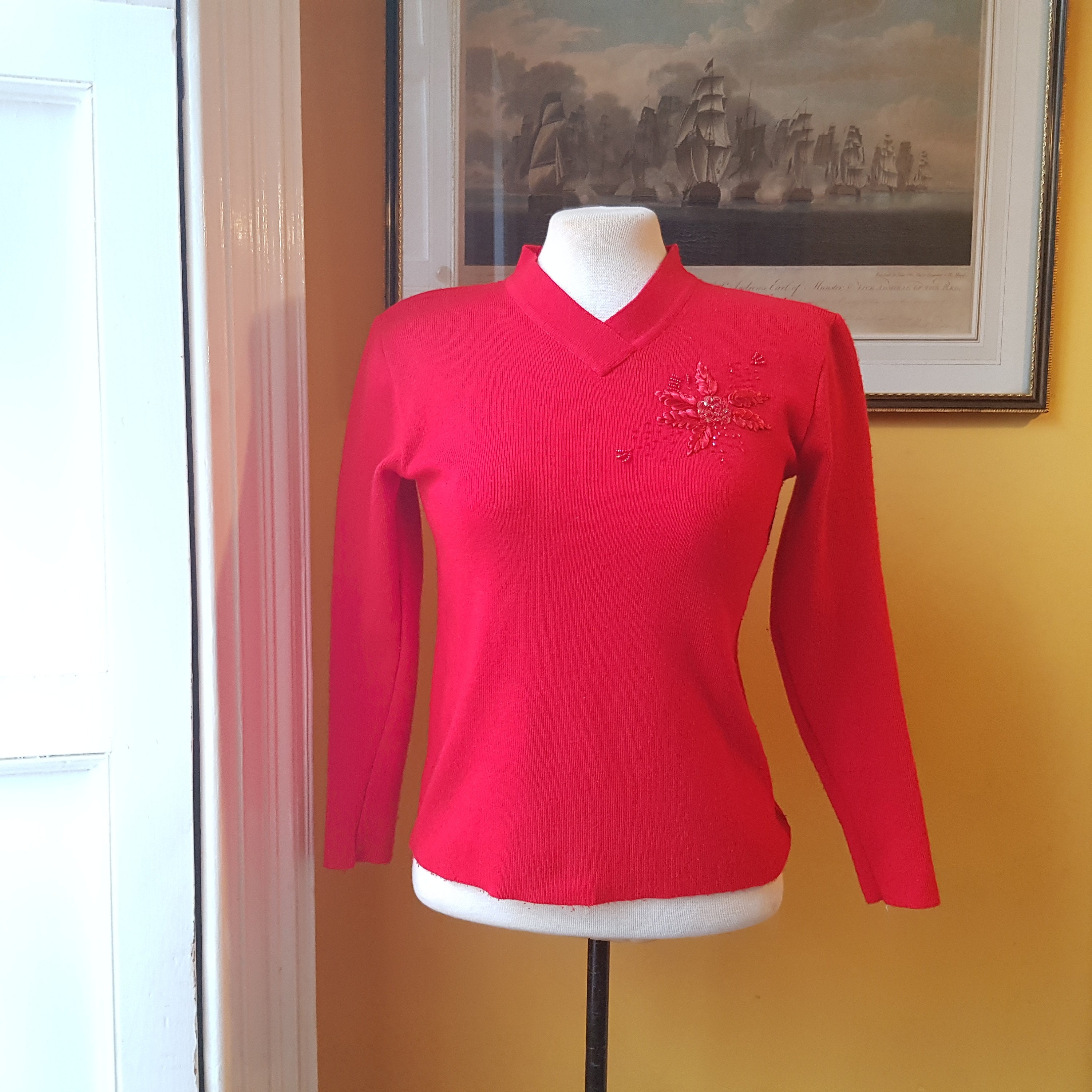 Red Christmas Jumper Vintage 70s-80s 