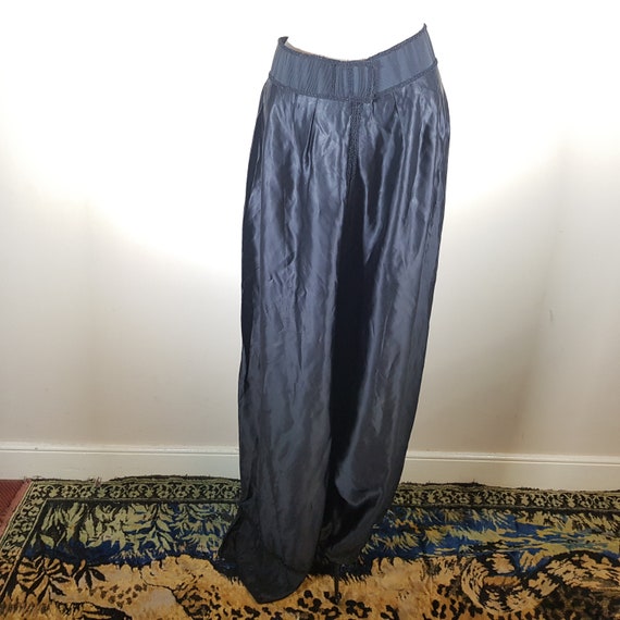 Black vintage satin palazzo pants