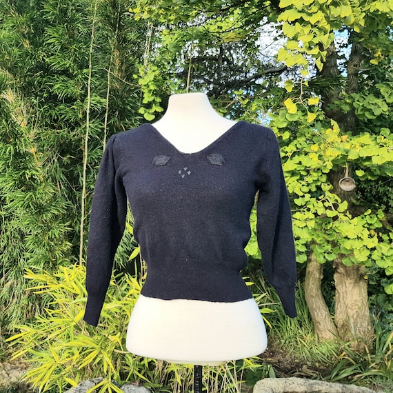 Vintage black jumper cashmere & angora - image 1