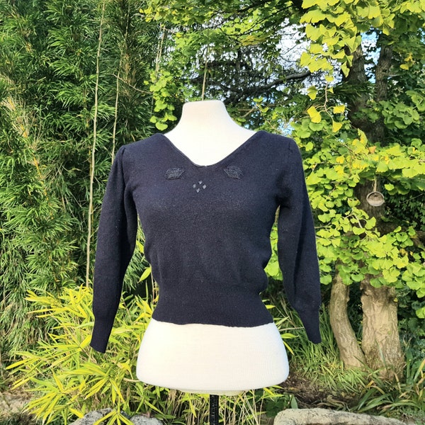 Vintage black jumper cashmere & angora