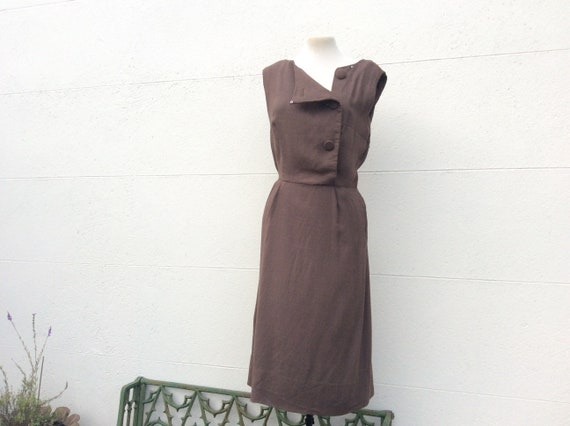 Vintage 50s brown sun dress asymmetric design