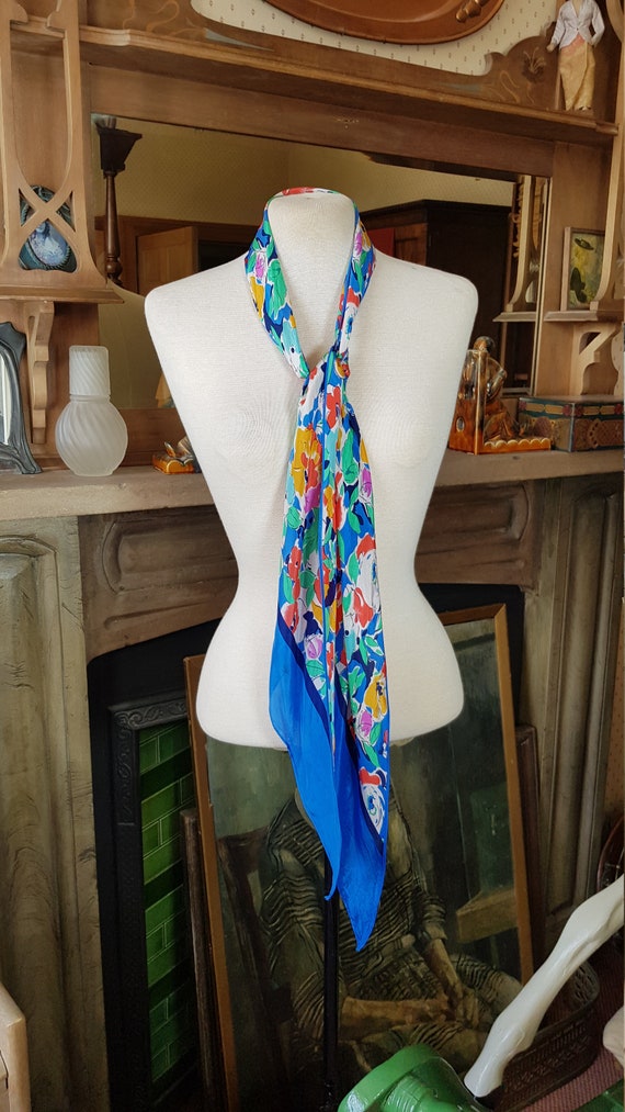Silk dagger scarf. Floral print Flapper/Art Deco … - image 8