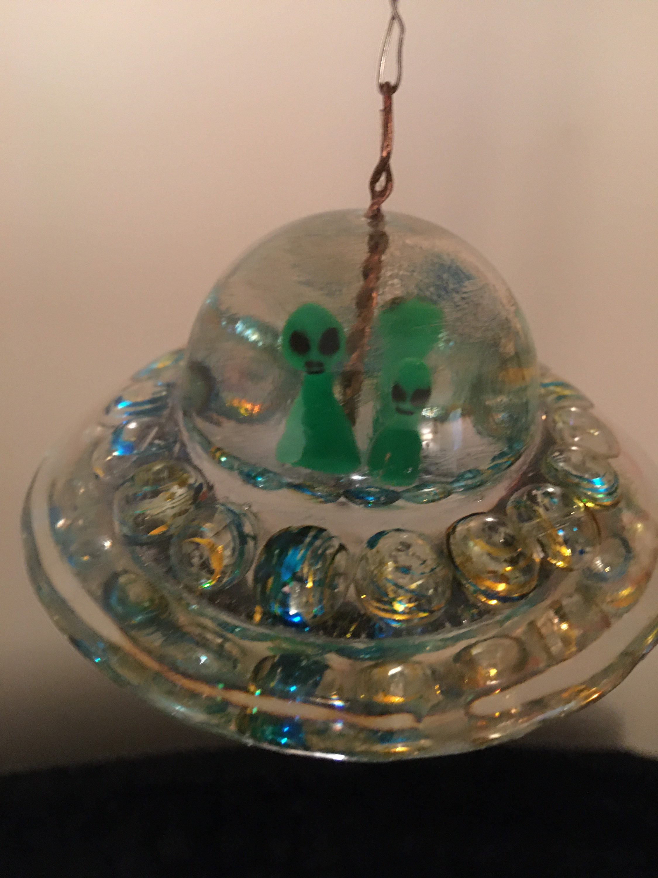 UFO Ornament With Small Alien Family Etsy