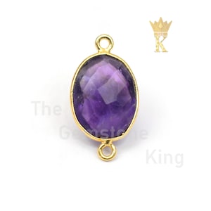 1 Pcs - 18K Gold Finish 9 X 13 MM Gemstone Bezel Oval Shape Charm Jewelry Making Supplies, Charm Connector Findings, Bulk Gemstone Pendants