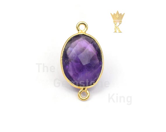 K18金 アメジスト オーバルチャーム 18Kゴールドアメジストチャームコネクター：オーバルジェムストーン