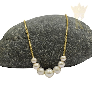 Gold Plated Sterling Silver Pearl Necklace - Dainty Layering Necklace