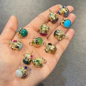 Gold Plated Brass Gemstone Pendant Necklace: Tabeez Design