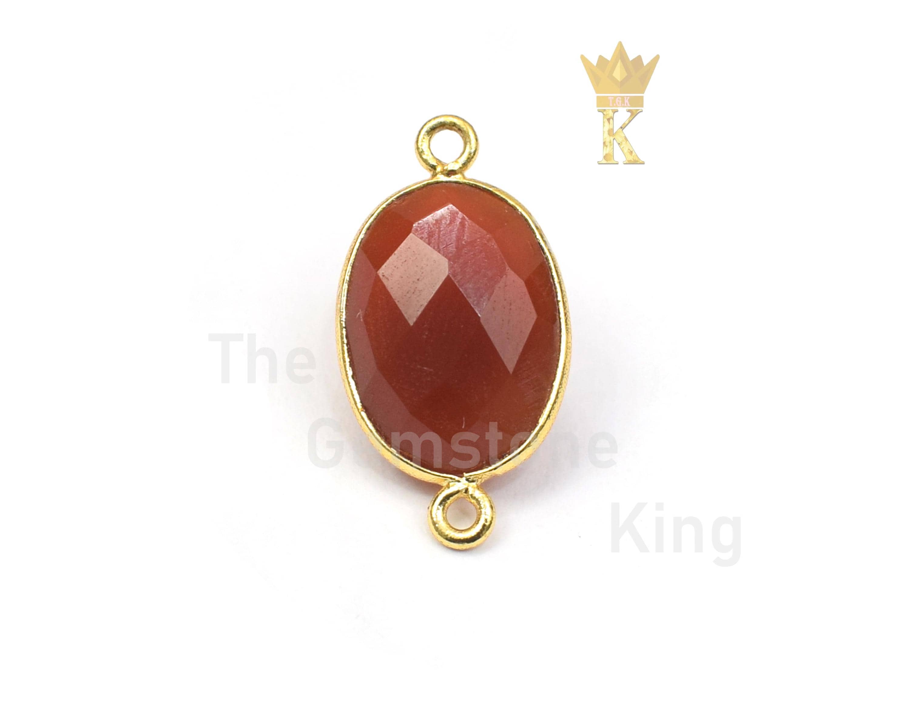 18Kゴールドアメジストチャームコネクター：オーバルジェムストーン