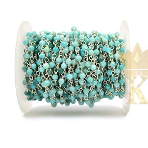 Edelstein Perlen Rosenkranz Kette 3-5 mm 925 Sterling Silber Draht Gewickelt Facettierte Perlen Halskette Kette Schmuck