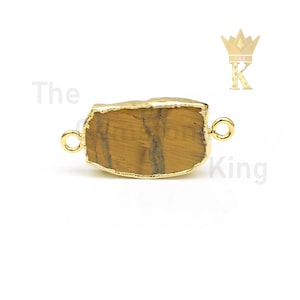 1 Pcs Gemstone Gold Plated Unshape Approx. 18 X 38 MM Connector Pendant For Necklace Earring Making Bezel Connector Gemstone Connector