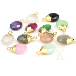 1 Pcs Gemstone Gold Plated Drop Shape 10 X 12 MM Connector Pendant For Necklace Earring Making Selling Per Piece