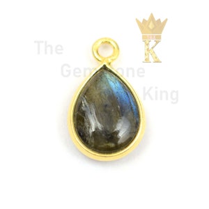 1 Pcs 9 Colors - Gemstone Connector Findings, 925 Sterling Silver Bezel Connector, Drop Shape Link Connector, Gold Plated Connector TGK91164