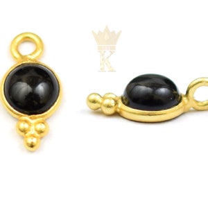 1 Pcs- Black Onyx Gold Plated Round Shape 5 X 5MM Gemstone Charms, Selling 1 Pcs