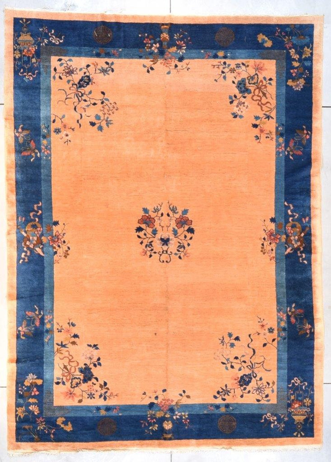 Antique Peking Chinese Oriental Rug 90 X 125 7677 Etsy