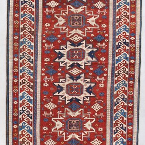 4’1″ X 9’5″ Lesghi Shirvan Antique Caucasian Runner  Oriental Rug #7624