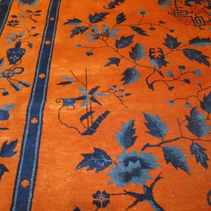 Antique Art Deco Chinese Oriental rug #8032 9'x12' image 5