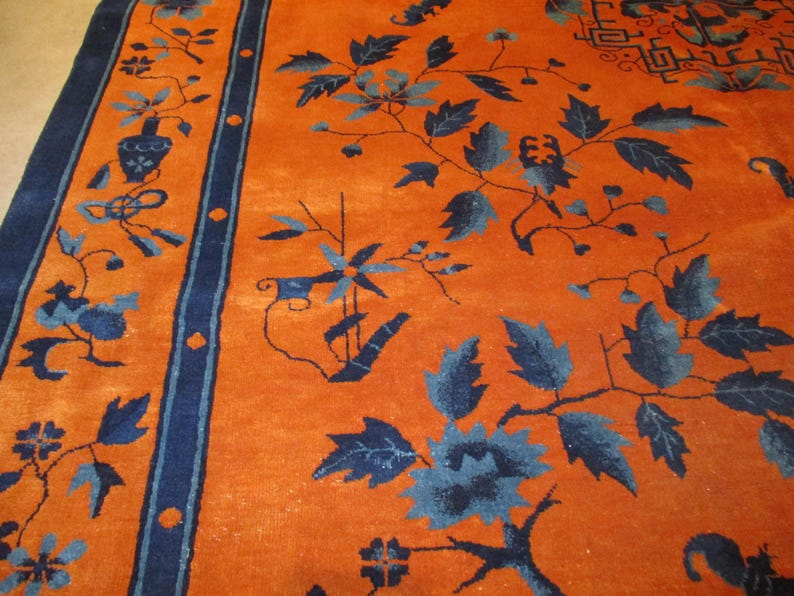 Antique Art Deco Chinese Oriental rug #8032 9'x12' image 5