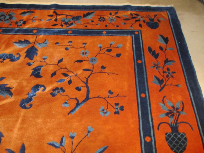 Antique Art Deco Chinese Oriental rug #8032 9'x12' image 6