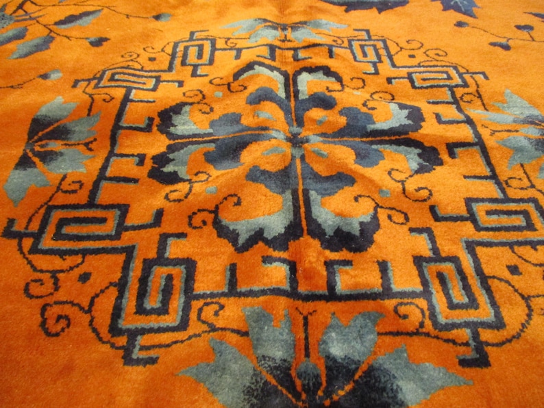 Antique Art Deco Chinese Oriental rug #8032 9'x12' image 3
