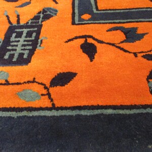 Antique Art Deco Chinese Oriental rug #8032 9'x12' image 4