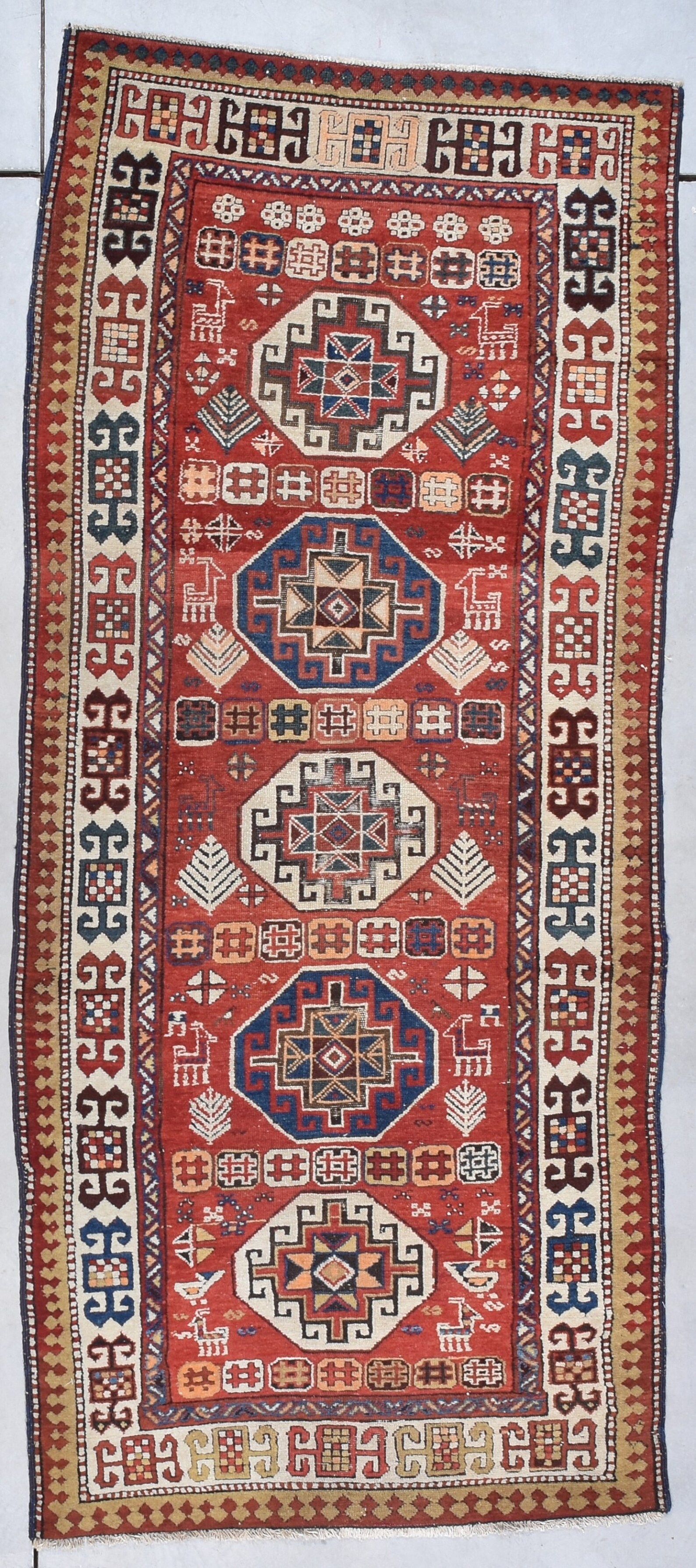 Antique Akstava Caucasian Oriental Rug Runner 36 X 84 7955 Etsy