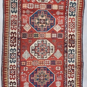 Antique Akstava Caucasian Oriental Rug Runner 3’6” X 8’4” #7955