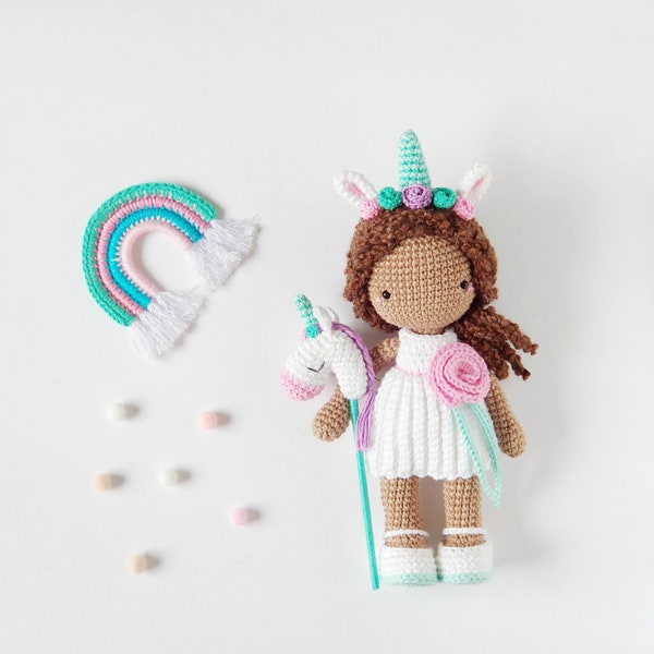 Ava, the unicorn girl - crochet amigurumi pattern by Maria Handmade Design