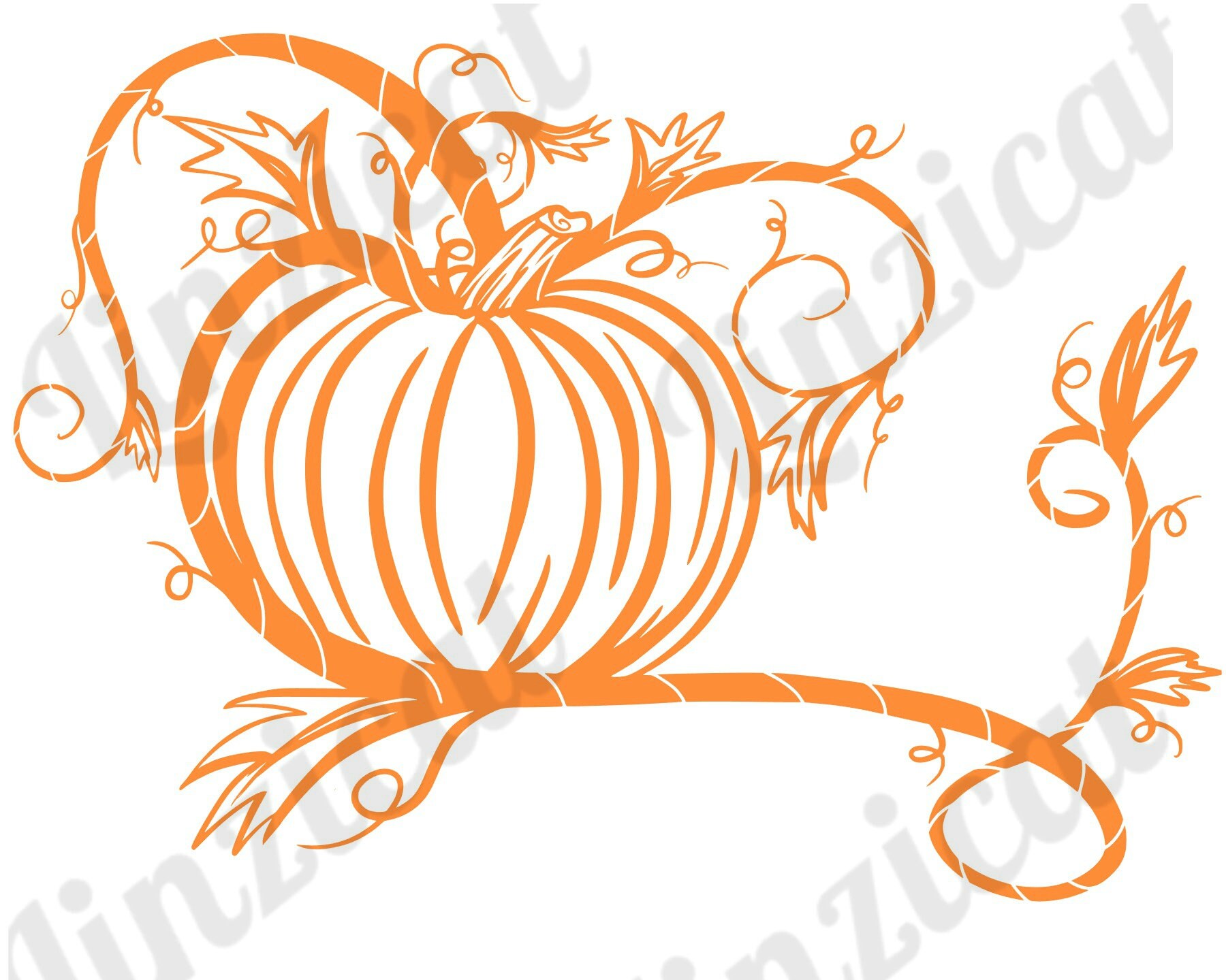 Pumpkin Vine SVG, Cutting File for SVG, Stylized Pumpkin and Vine SVG
