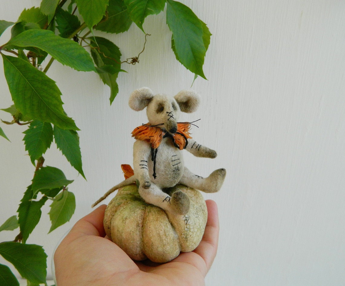 Little teddy rat with pumpkin Artist teddy mouse toy Stuffed | Etsy