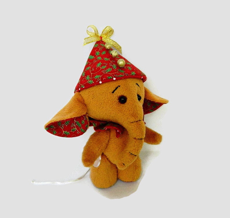 Handmade plush elephant small stuffed toy in a red cap Etsy