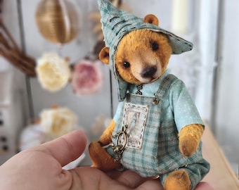 Künstler Teddy Bär Elfe, Vintage Stil Sammler Gnom, handgemachtes OOAK Fantasy Spielzeug