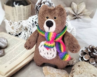 Brown Bear Pride Plush: Rainbow Scarf LGBT Stuffed Animal