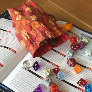 Orange dice - dice bag