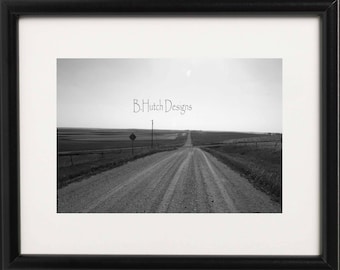 Country Road Black and White Photography Print (Digital Download)