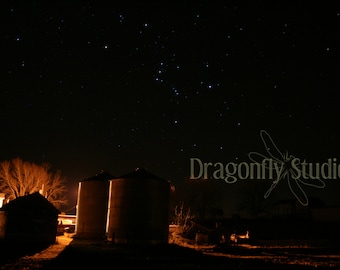 Starry Farm Night Photography Print, Home Decor (Digital Download)