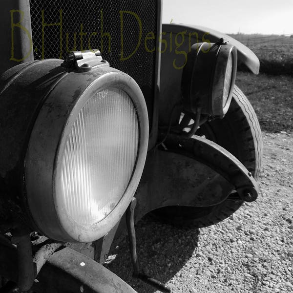 Vintage Headlights, Black and White Photography, Digital Downloads, Old Truck Photography, Vintage Truck, Home Decor, Wall Art