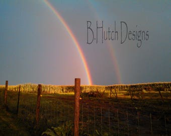 Doppelter Regenbogen Iowa Farm Fotografie Druck (Digitaler Download)