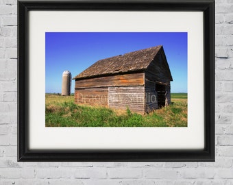 Rustic Barn and Silo, Digital Download, Old Barn Photos, Farming Photography