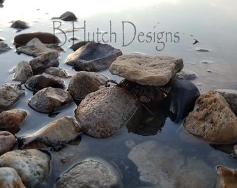 Rocks and Water, Digital Download,  Landscape Photography, Nature Print, Nature Photography, Mississippi River, Wall Art, Home Decor