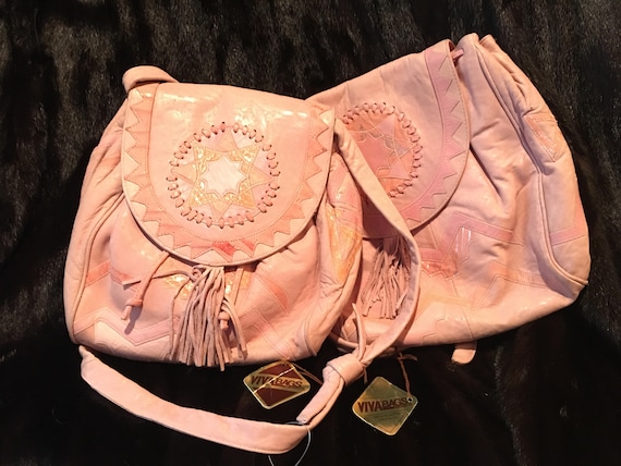 Viva Vintage New Pink Leather Embossed Shoulder B… - image 1