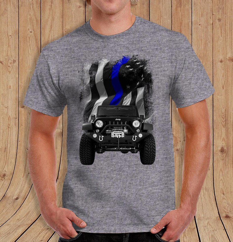 Jeep thin blue line america flag jeep shirt tShirt Mens Etsy
