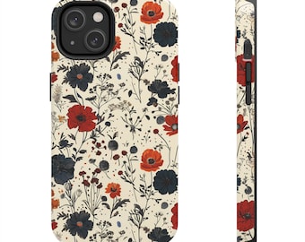Vintage flor silvestre teléfono caso floral patrón teléfono caso boho estilo teléfono cubierta flores naturaleza teléfono caso gran regalo para iPhone o Samsung
