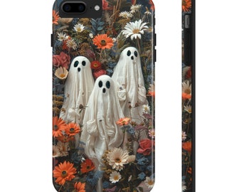 Fantasmas de Halloween vintage con flores bordado arte Funda de teléfono / Cubierta de teléfono personalizada / Funda protectora del teléfono / iPhone / Pixel / Samsung