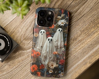 Vintage halloween ghosts with flowers embroidery art Phone Case | custom Phone Cover | Protective Phone case | iPhone | Pixel | Samsung