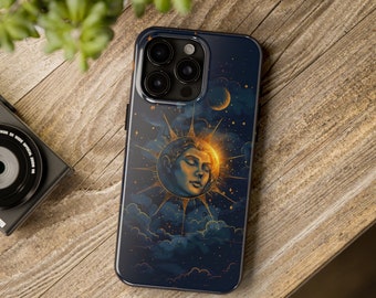 Mobilskal med himmelsk måne, sol och stjärnor, telefonskal med rymdälskare | telefonskal med man i månen | Skyddsskal | iPhone | Samsung