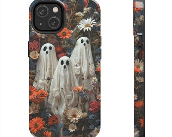 Fantasmas de Halloween vintage con flores bordado arte Funda de teléfono / Cubierta de teléfono personalizada / Funda protectora del teléfono / iPhone / Pixel / Samsung