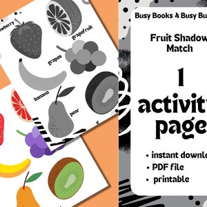 Toddler Busy Book, Shadow Match Activity, Learning Binder, Activity Worksheets, Educational Game, Quiet Book, Preschool Curriculum